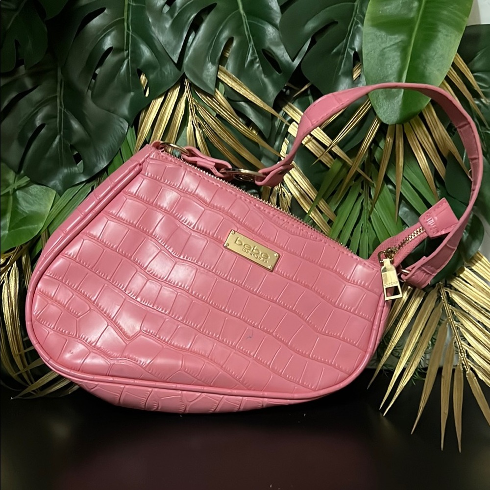 Bebe Pink Croc-Embossed Women's Bag